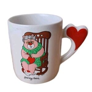 Vintage Love Mug Granny Bear Coffee Cup Grandma Red Heart Knitting Retro 80s '84